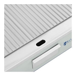 Plancha elettrica professionale con piano rigato (dimensioni piano cottura: 400 x 730 mm, 2 x 2.200 Watt, 50 - 300 °C, piastra in ferro) 14_0004051