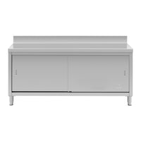 Mobile base cucina inox top cucina con ante scorrevoli con alzatina 180 x 70 cm portata 600 kg 14_0005092