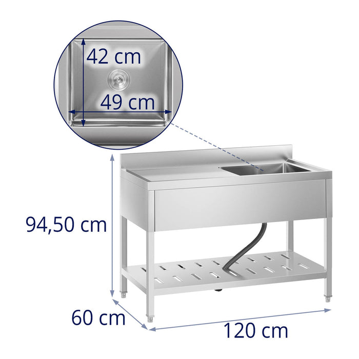 Lavello professionale 1 vasca 49 x 42 x 24 cm inox 14_0000163