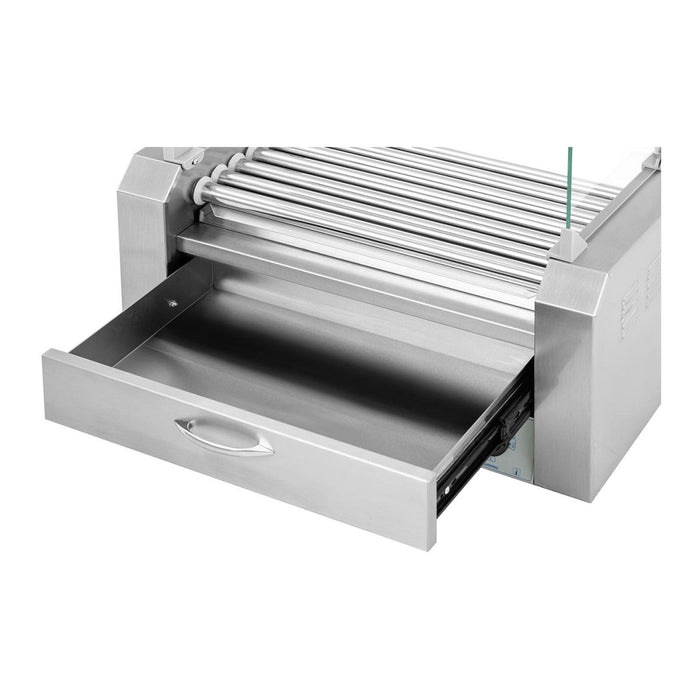 Griglia per salsicce 7 rulli 12 salsicce cassetto scaldavivande 1.765 Watt Acciaio inox 14_0001920