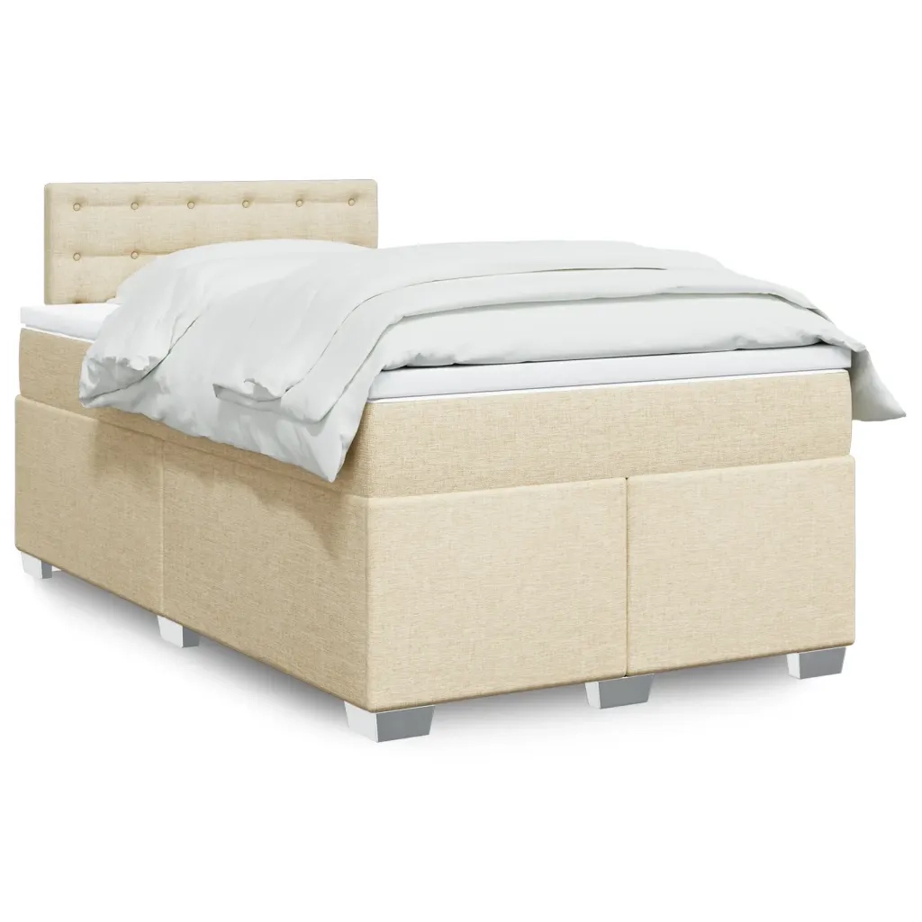 Giroletto a Molle con Materasso Crema 120x200 cm in Tessuto