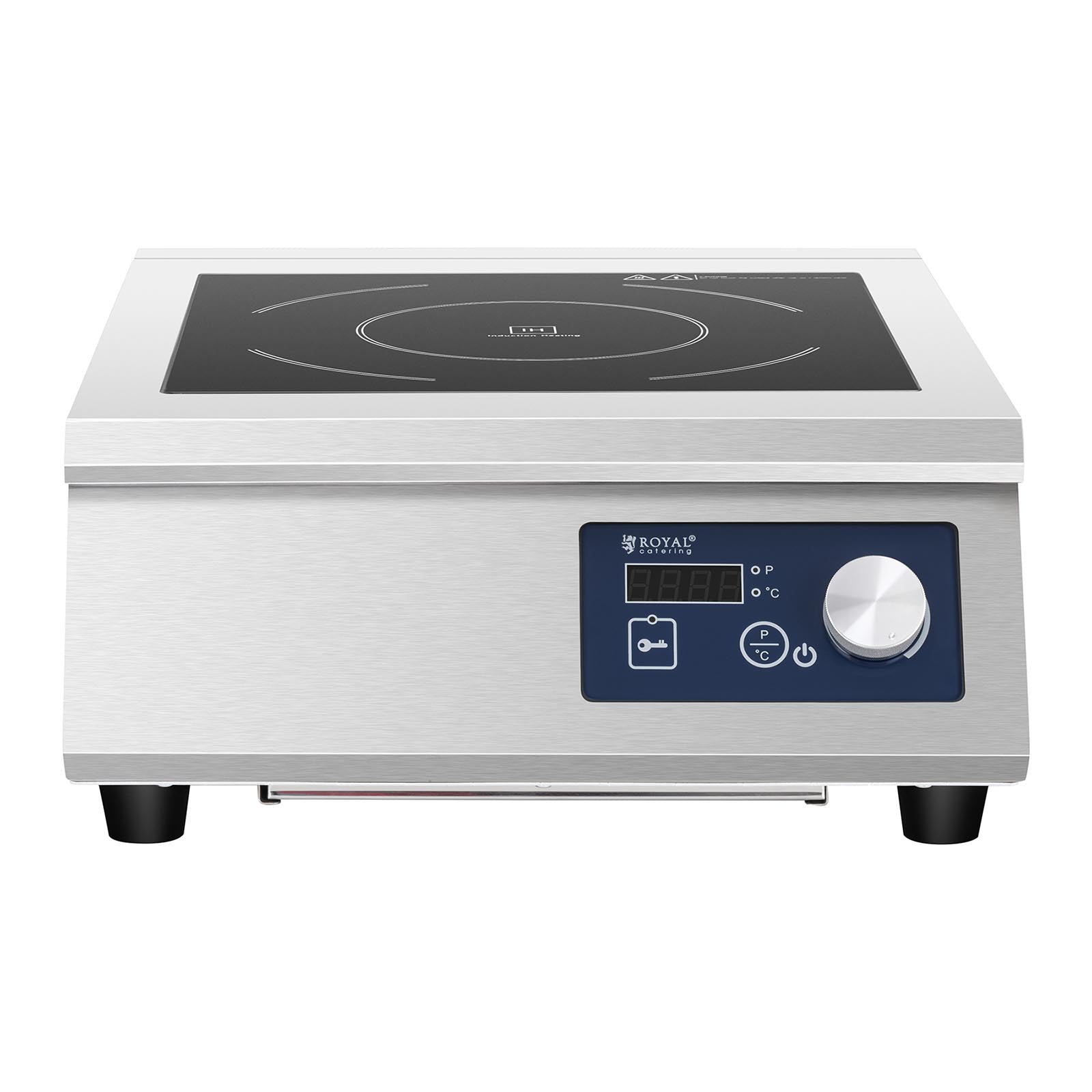 Piano cottura a induzione 1 fuoco con telaio in acciaio inox, piano cottura portatile (focolare da 33 cm, 5.000 watt, 60-240°C, acciaio inox e vetroceramica) 14_0004120