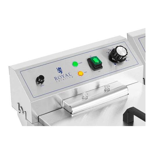 Friggitrice elettrica doppia 26 litri 10.000 watt rubinetto zona fredda mobiletto professionale acciaio inox 14_0003983