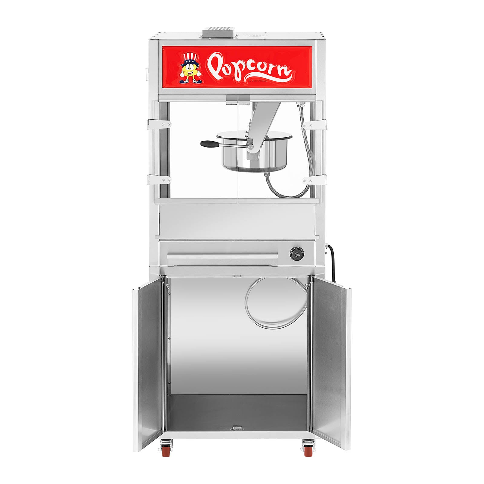 Macchina per popcorn con mobile su rotelle 71 x 56 x 71 cm acciaio inox 14_0004916