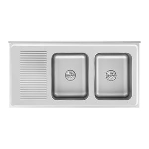 Lavello inox su vano 2 vasche inox 500 x 400 x 300 mm professionale 14_0005014