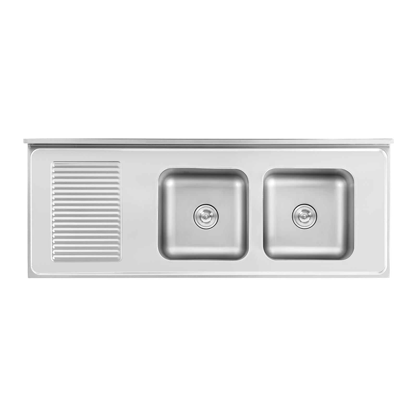 Lavello in acciaio inox su mobile 2 vasche in acciaio inox - 400 x 400 x 250 mm professionale 14_0005016