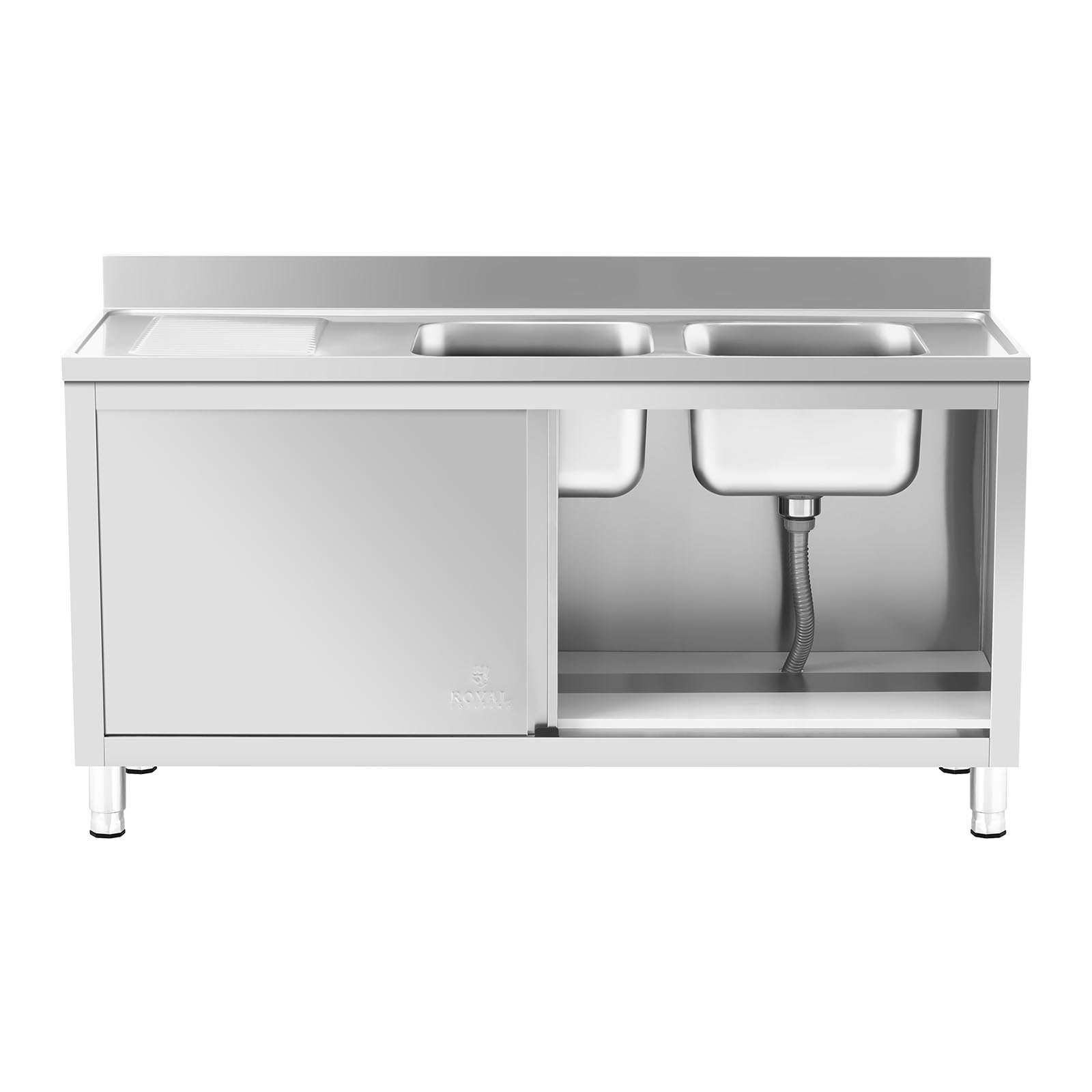 Lavello in acciaio inox su mobile 2 vasche in acciaio inox - 400 x 400 x 250 mm professionale 14_0005016