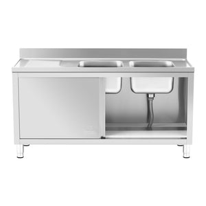 Lavello in acciaio inox su mobile 2 vasche in acciaio inox - 400 x 400 x 250 mm professionale 14_0005016
