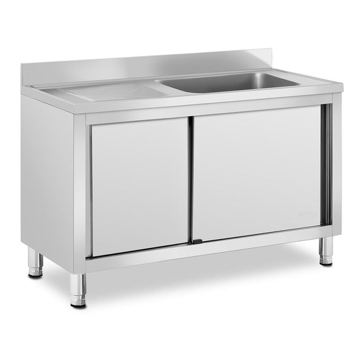 Lavello inox professionale su mobile basso con lavello inox (1 vasca: 500 x 400 x 260 mm, altezza alzatina: 100 mm, piedini regolabili) 14_0005020