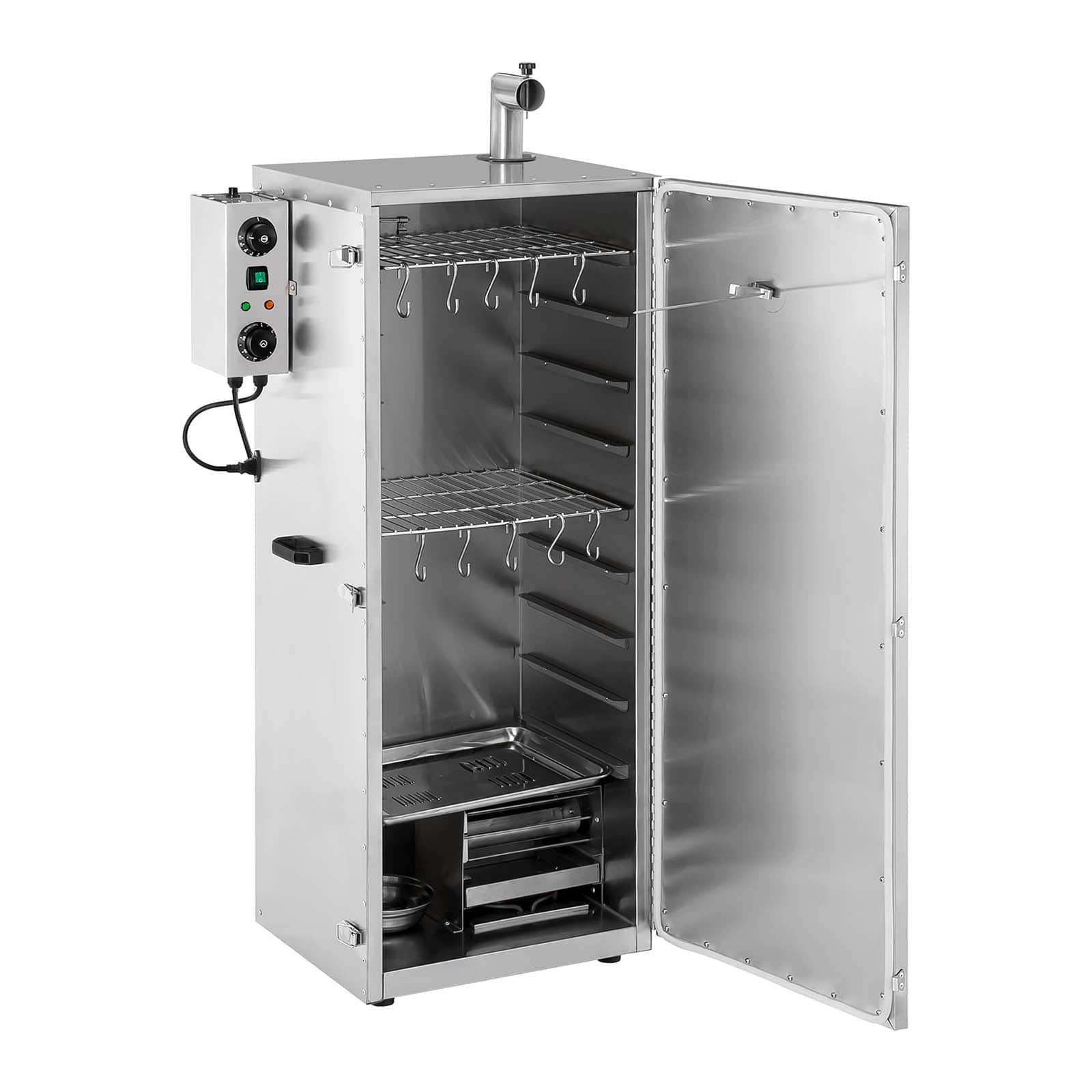 Affumicatoio professionale per carne pesce caldo e freddo mobile in acciaio inox volume 147 litri timer 0 - 120 min potenza 1000 watt materiale acciaio inox 0 - 100 °C 14_0003972