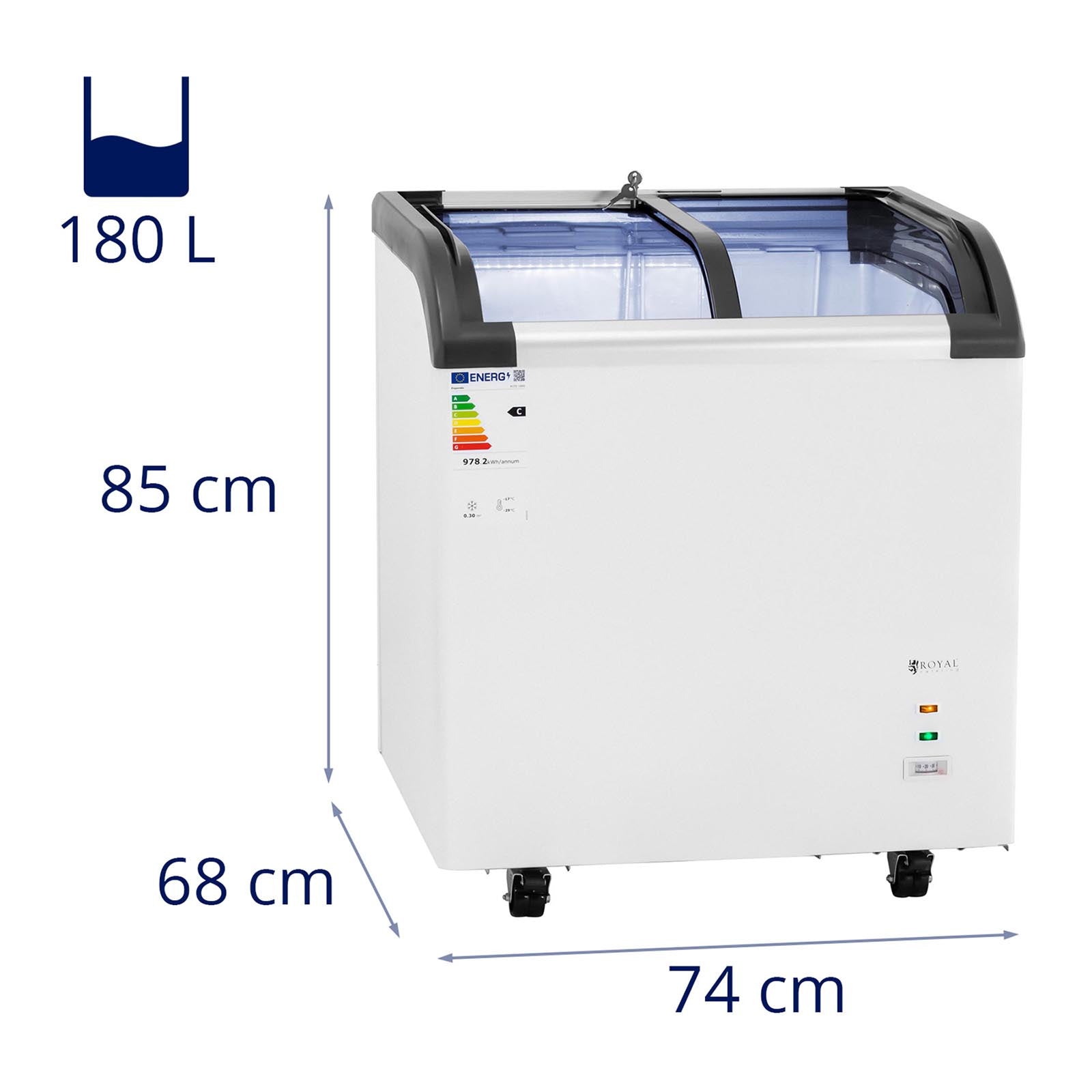 Congelatore orizzontale professionale di grandi dimensioni (volume: 180 litri, refrigerante: r290, potenza: 180 watt, range di temperatura: -30 – 5 °C, materiali: acciaio/alluminio) 14_0005274
