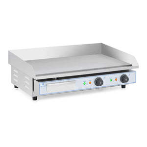 Fry top elettrico professionale in acciaio inox per tavolo ristorante doppio 2 fuochi 73 x 40 cm (2 x 2.200 watt, 730 x 400 mm, liscia) 14_0004069