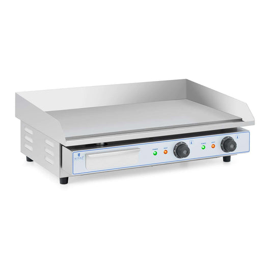 Fry top elettrico professionale in acciaio inox per tavolo ristorante doppio 2 fuochi 73 x 40 cm (2 x 2.200 watt, 730 x 400 mm, liscia) 14_0004069