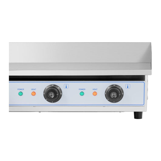 Fry top elettrico professionale in acciaio inox per tavolo ristorante doppio 2 fuochi 73 x 40 cm (2 x 2.200 watt, 730 x 400 mm, liscia) 14_0004069