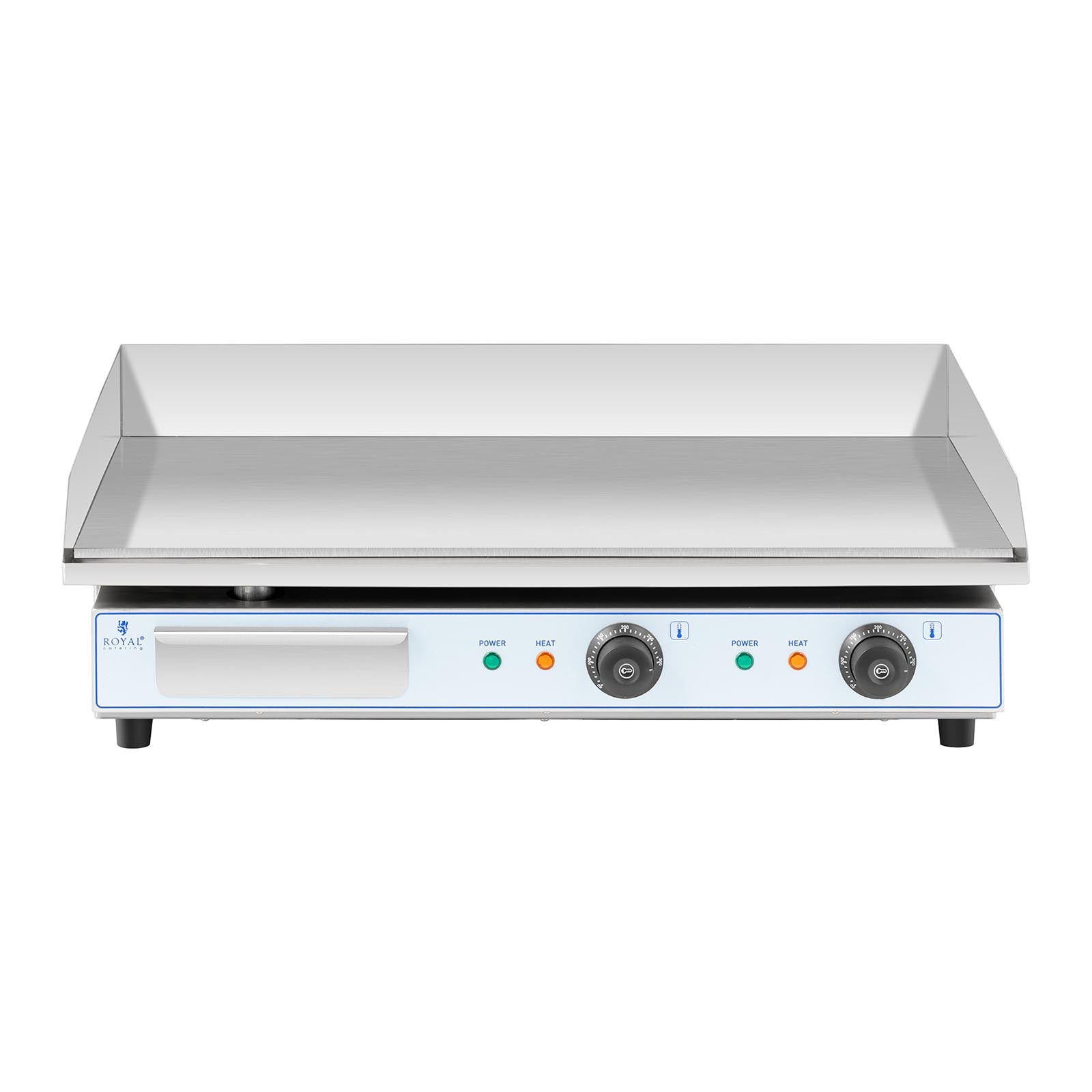 Fry top elettrico professionale in acciaio inox per tavolo ristorante doppio 2 fuochi 73 x 40 cm (2 x 2.200 watt, 730 x 400 mm, liscia) 14_0004069