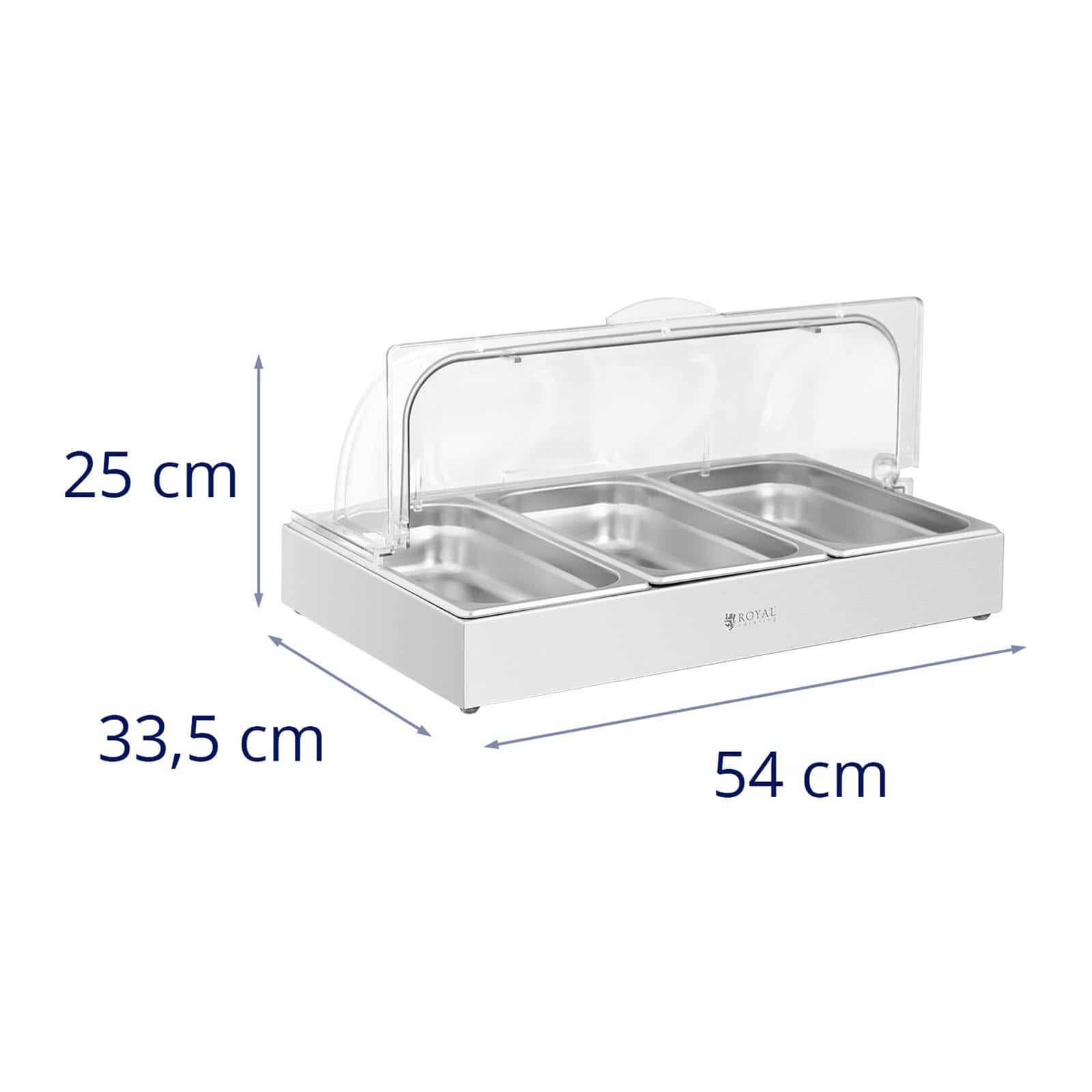 Vetrina buffet 3 x 2,6 litri 535 x 335 x 250 mm acciaio inox / plastica (policarbonato) 14_0005384