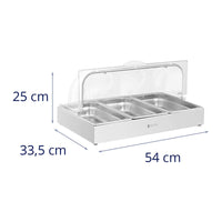 Vetrina buffet 3 x 2,6 litri 535 x 335 x 250 mm acciaio inox / plastica (policarbonato) 14_0005384