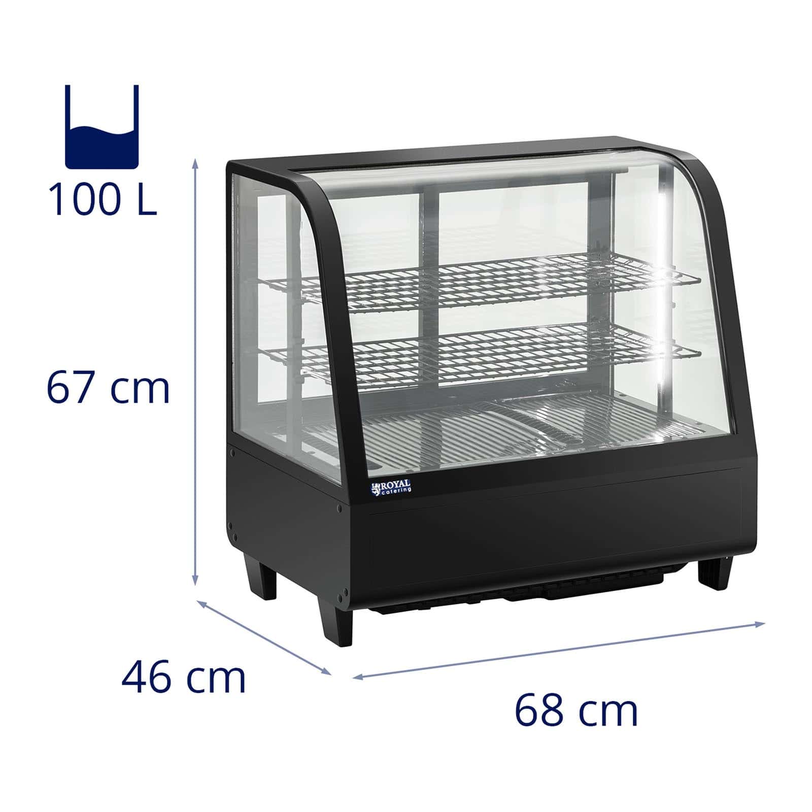 Vetrina refrigerata 100 litri 3 livelli plastica vetro temperato nero 14_0005388