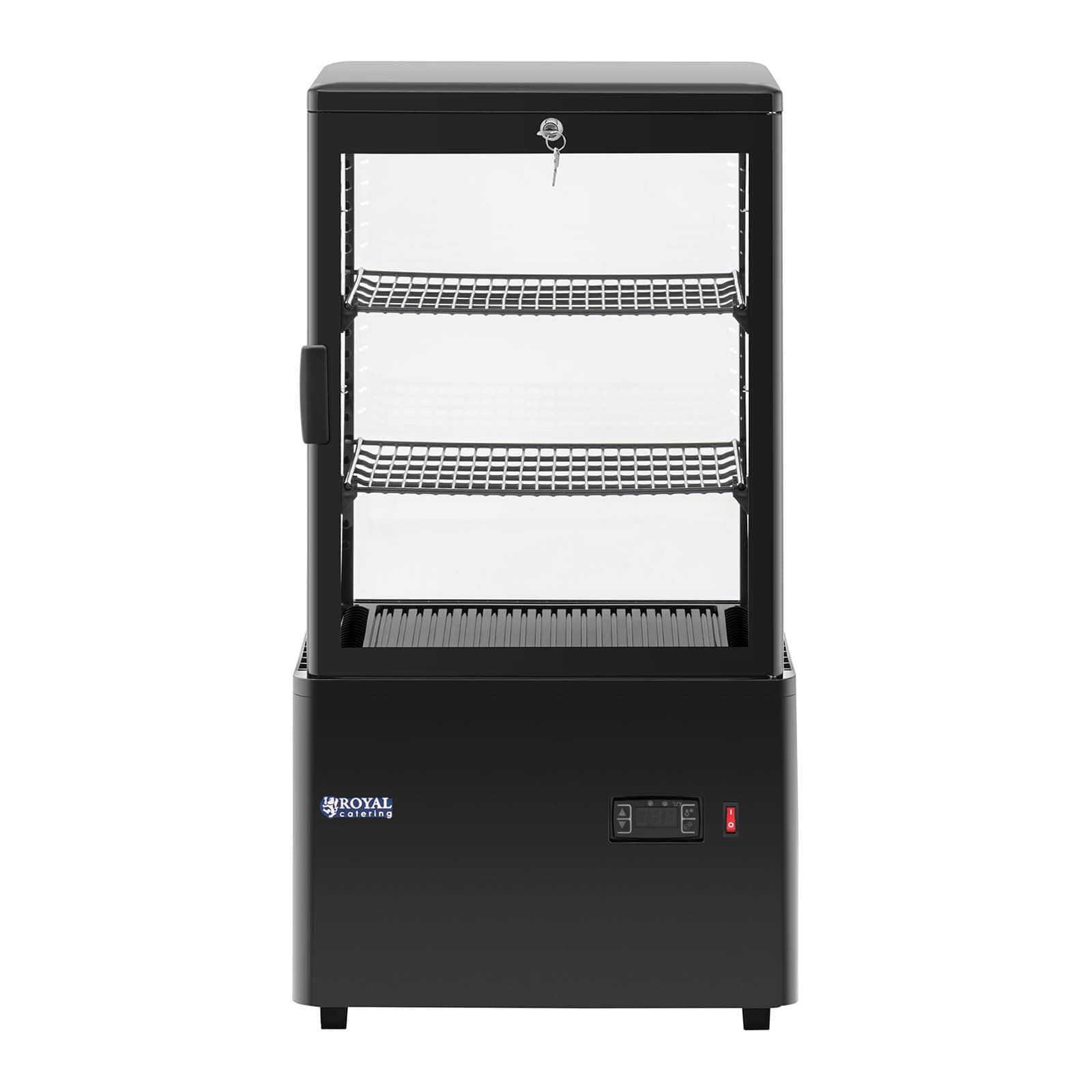 Vetrina refrigerata 58 litri 3 livelli con serratura vetro temperato nero plastica 14_0005392