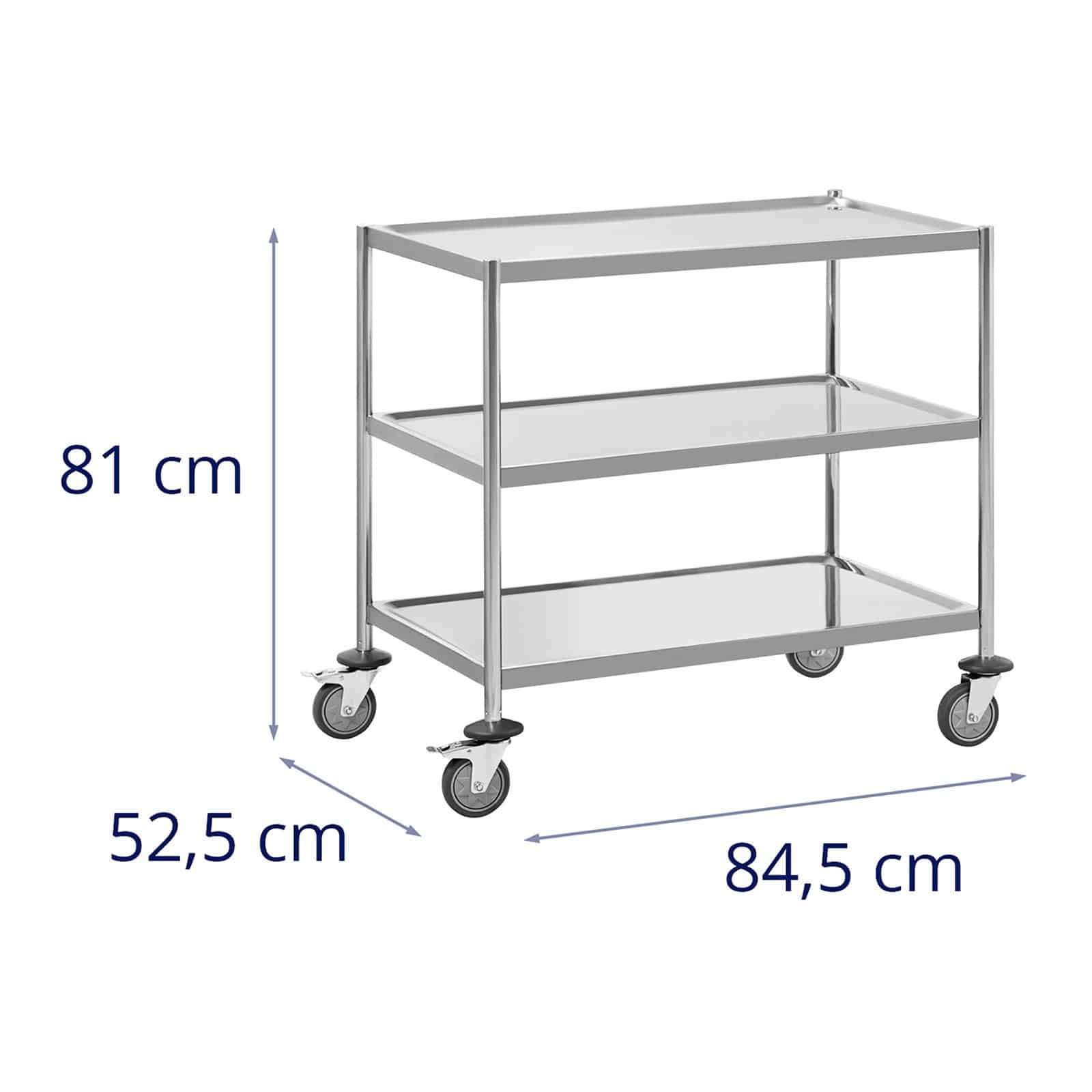 Carrello di servizio 3 teglie fino a 60 kg superficie 82 x 50 cm professionale inox 14_0005032