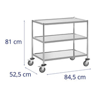 Carrello di servizio 3 teglie fino a 60 kg superficie 82 x 50 cm professionale inox 14_0005032