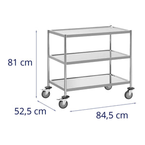 Carrello di servizio 3 teglie fino a 60 kg superficie 82 x 50 cm professionale inox 14_0005032