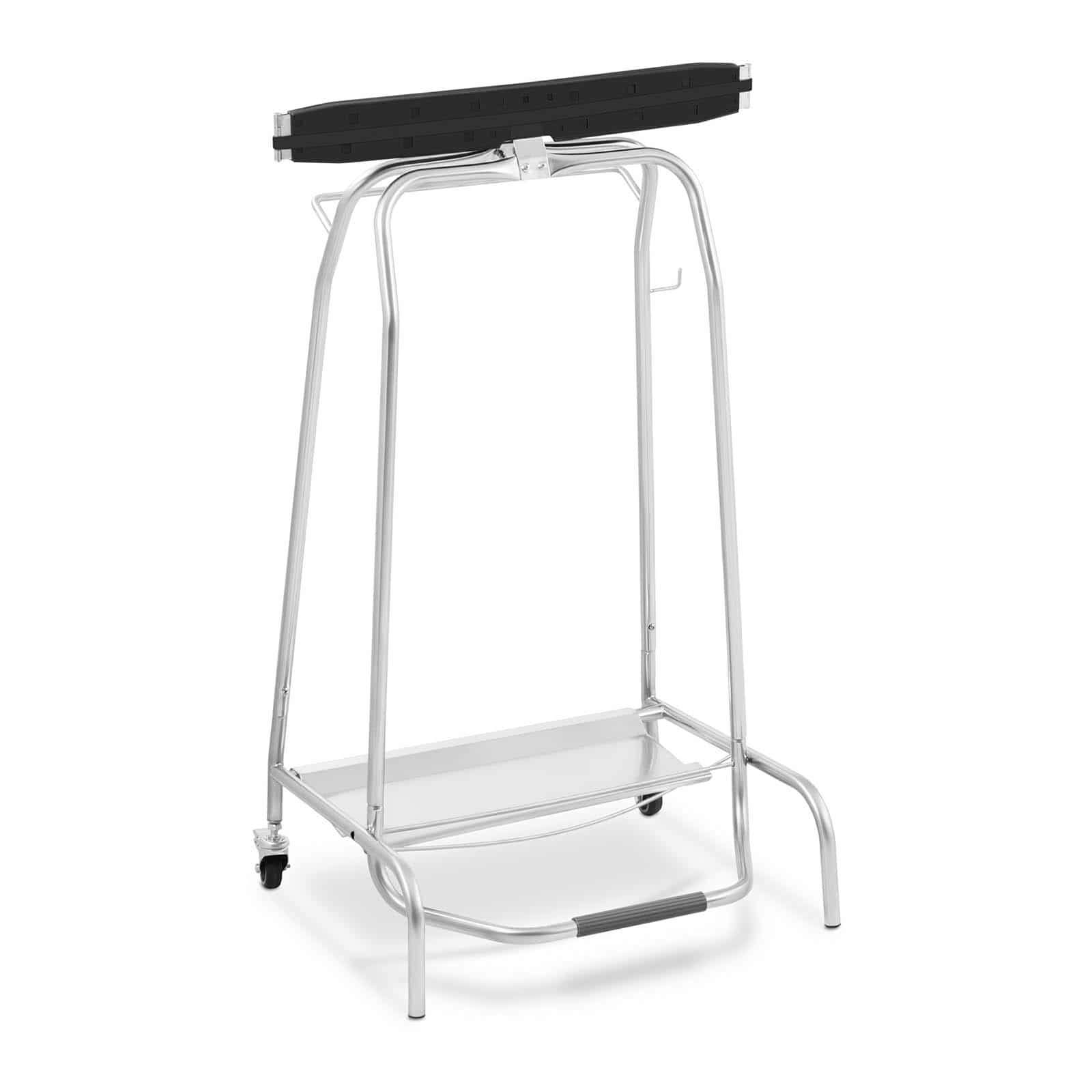 Carrello portarifiuti a pedale 2 ruote piroettanti con freno argento 14_0005899