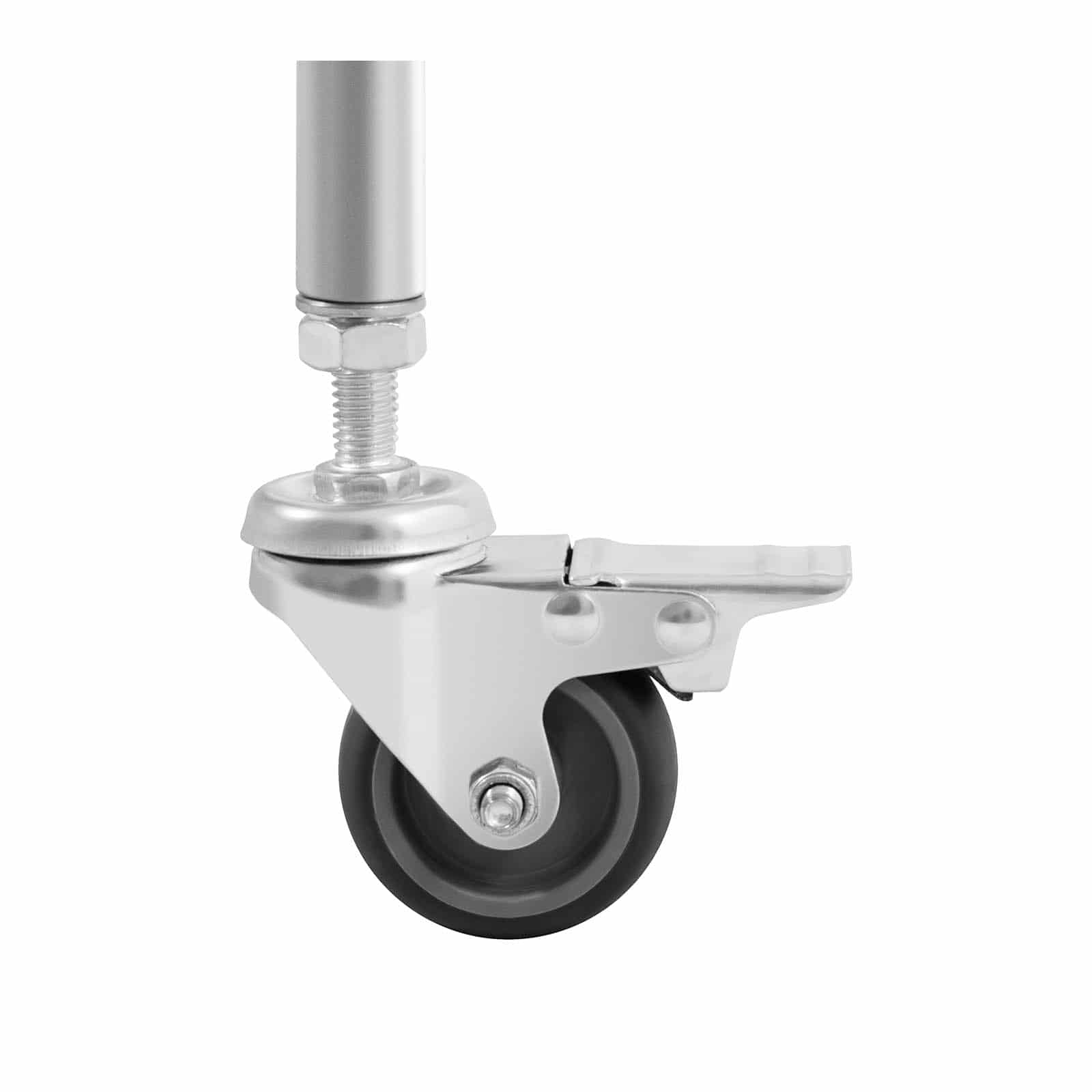 Carrello portarifiuti a pedale 2 ruote piroettanti con freno argento 14_0005899