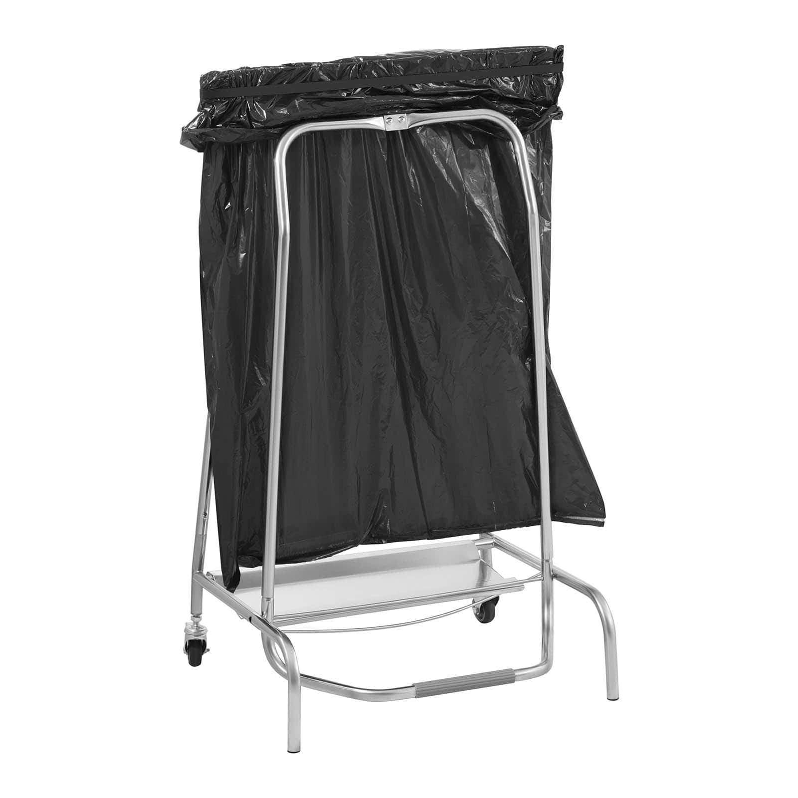 Carrello portarifiuti a pedale 2 ruote piroettanti con freno argento 14_0005899