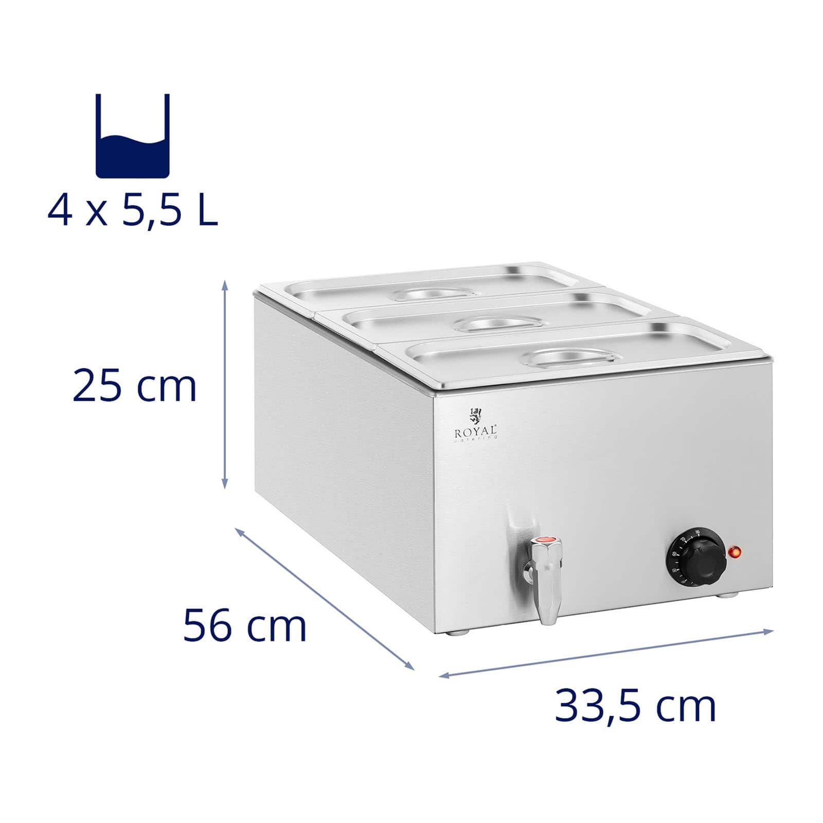 Scaldavivande bagnomaria bagnomaria professionale bagnomaria 600 watt 3 x GN 1/3 rubinetto di scarico 14_0004219