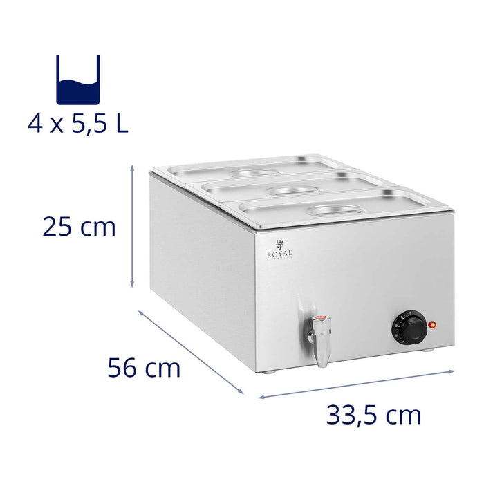 Scaldavivande bagnomaria bagnomaria professionale bagnomaria 600 watt 3 x GN 1/3 rubinetto di scarico 14_0004219