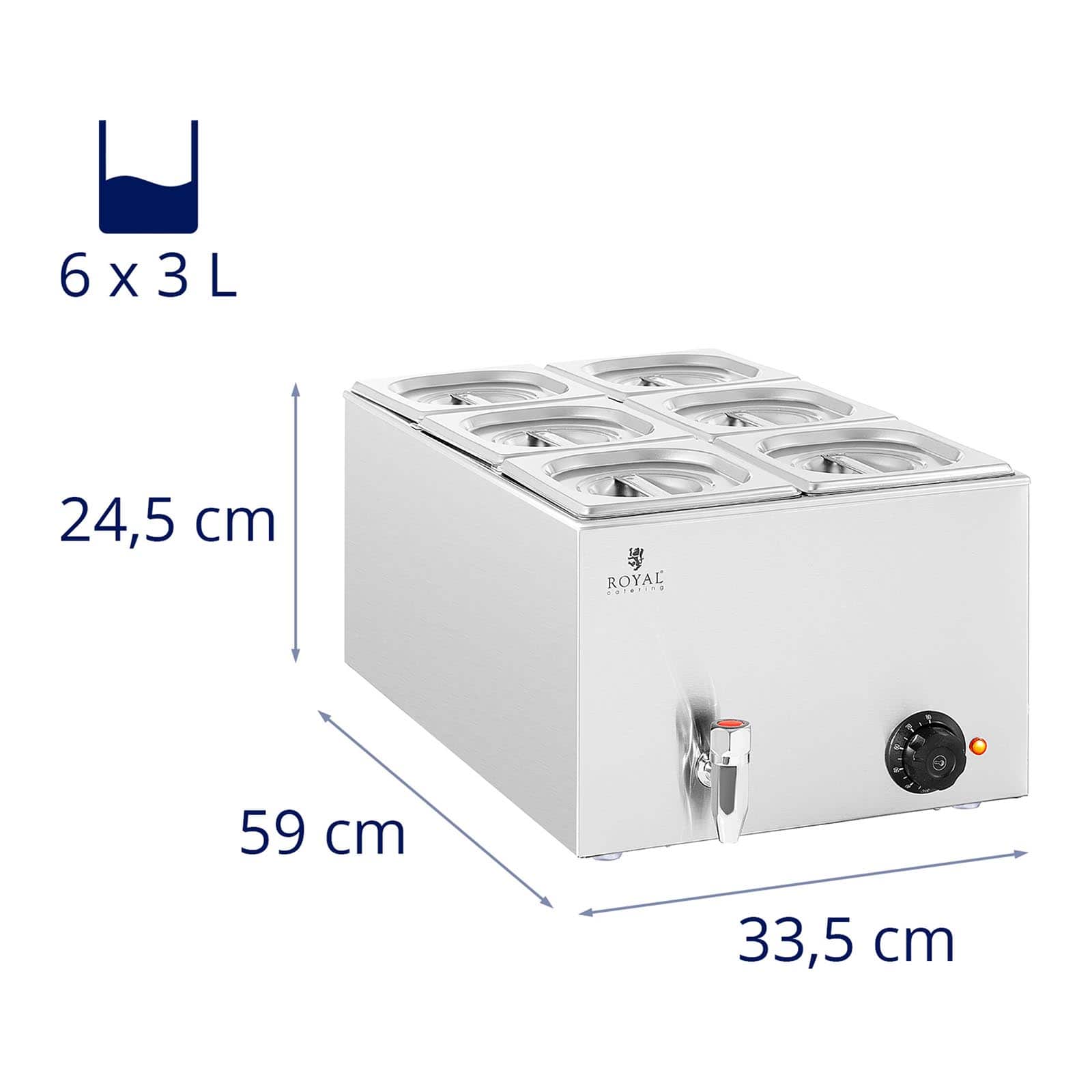 Bagnomaria - 600 watt - 6 x GN 1/6 - rubinetto di scarico 14_0004221