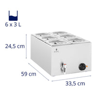 Bagnomaria - 600 watt - 6 x GN 1/6 - rubinetto di scarico 14_0004221