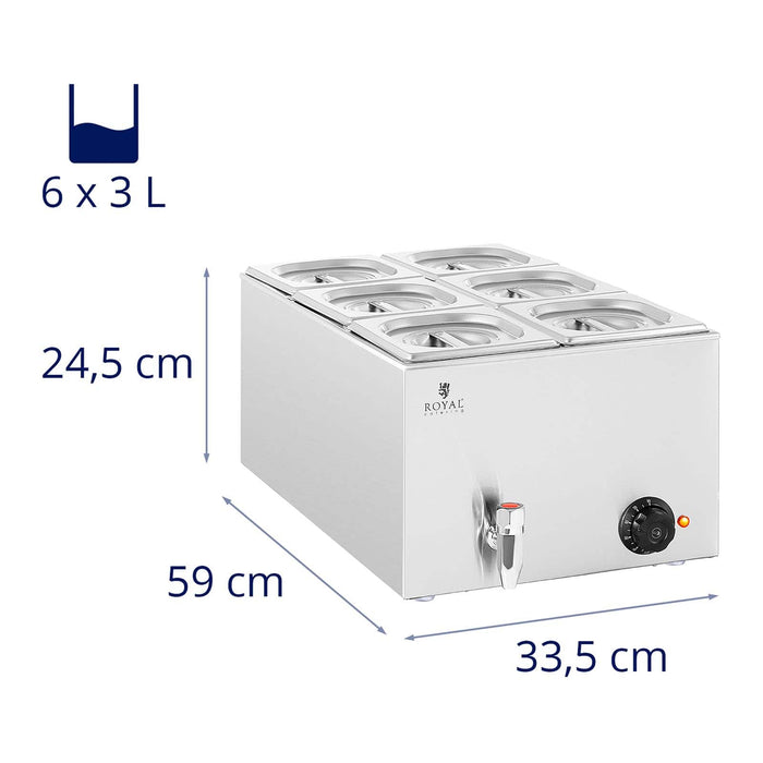 Bagnomaria - 600 watt - 6 x GN 1/6 - rubinetto di scarico 14_0004221