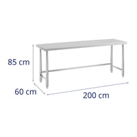 Tavolo da lavoro in acciaio inox piano di lavoro in acciaio inox piano di lavoro professionale tavolo da lavoro cucina 200 x 60 cm 240 kg 14_0005125