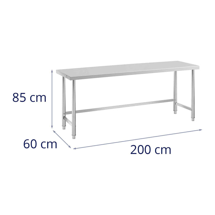 Tavolo da lavoro in acciaio inox piano di lavoro in acciaio inox piano di lavoro professionale tavolo da lavoro cucina 200 x 60 cm 240 kg 14_0005125