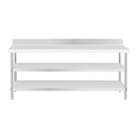 Tavolo da lavoro in acciaio inox con alzatina - 200 x 70 x 16,5 cm - 235 kg - 2 ripiani 14_0007311