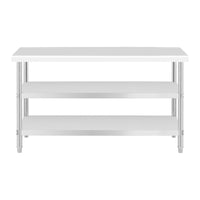 Tavolo da lavoro in acciaio inox - 120 x 70 x 5 cm - 200 kg - 2 ripiani 14_0007324