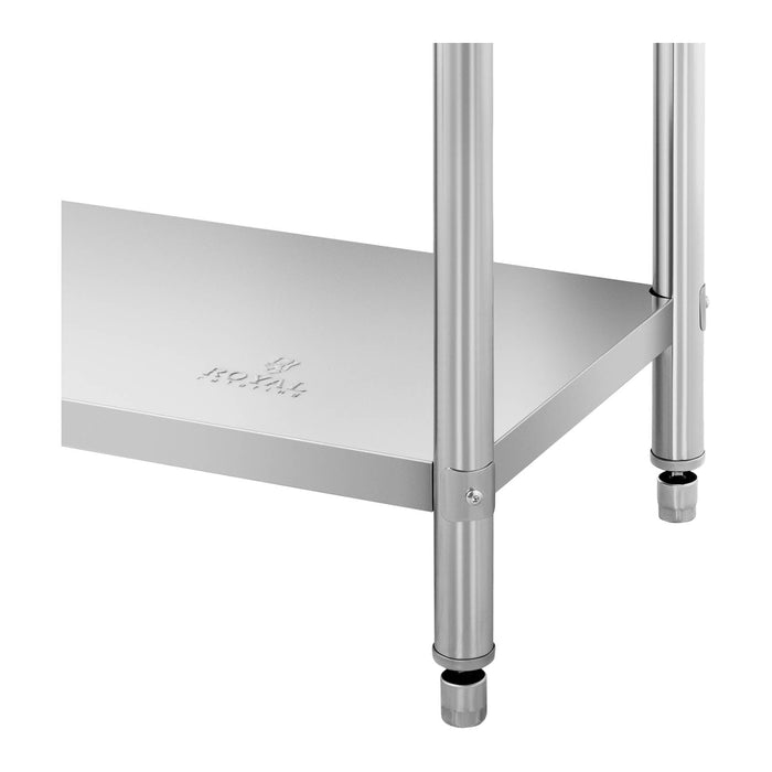 Tavolo da lavoro in acciaio inox - 100 x 70 x 5 cm - 190 kg - 2 ripiani 14_0007330