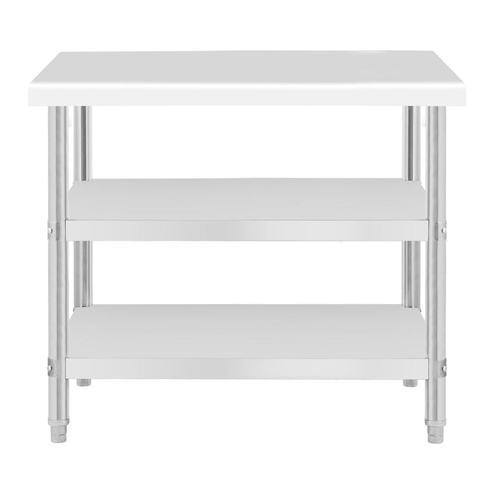 Tavolo da lavoro in acciaio inox - 100 x 70 x 5 cm - 190 kg - 2 ripiani 14_0007330