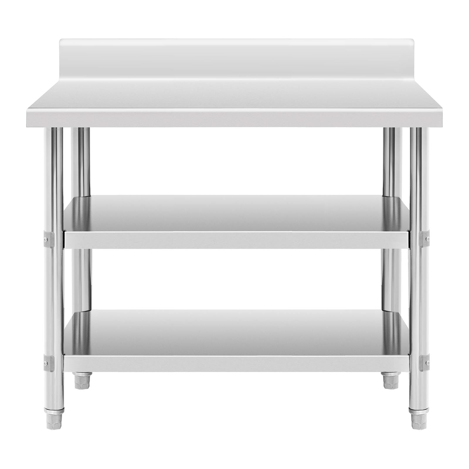 Tavolo da lavoro in acciaio inox tavolo da lavoro in acciaio inox con alzatina 100 x 60 x 16,5 cm 199 kg 2 ripiani 14_0007331