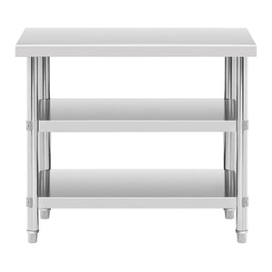 Tavolo da lavoro in acciaio inox - 100 x 60 x 5 cm - 185 kg - 2 ripiani 14_0007332