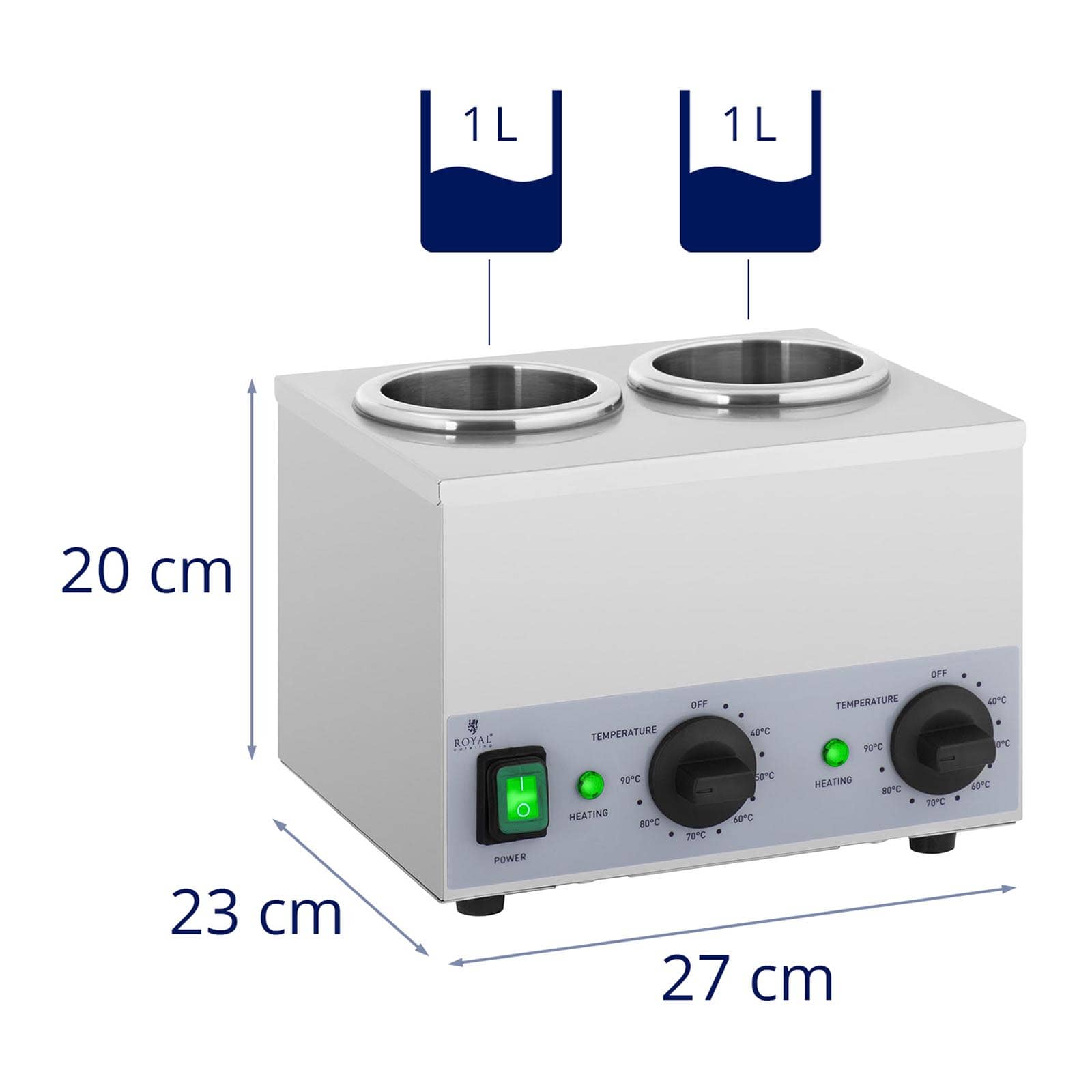Scaldasalse 2 x 1 litro pannello di controllo nella parte inferiore acciaio inox 14_0004263