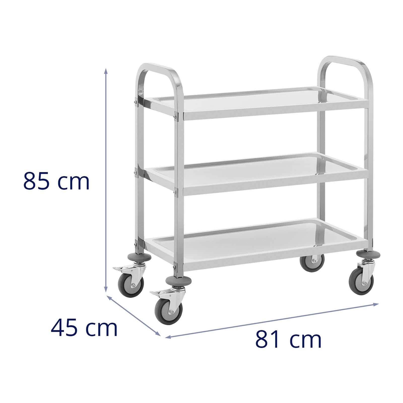 Carrello di servizio 3 vassoi 69 x 34 x 3 cm 81 kg professionale inox 14_0005049