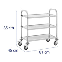 Carrello di servizio 3 vassoi 69 x 34 x 3 cm 81 kg professionale inox 14_0005049