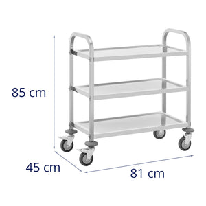 Carrello di servizio 3 vassoi 69 x 34 x 3 cm 81 kg professionale inox 14_0005049