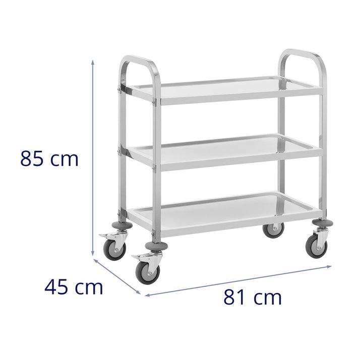 Carrello di servizio 3 vassoi 69 x 34 x 3 cm 81 kg professionale inox 14_0005049