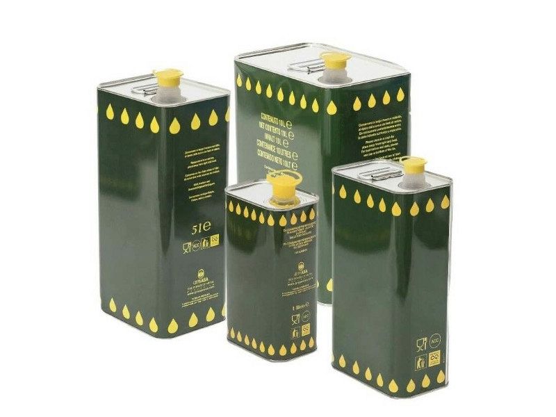 Contenitore per olio in banda stagnata con tappo ermetico e maniglia - 10 Lt