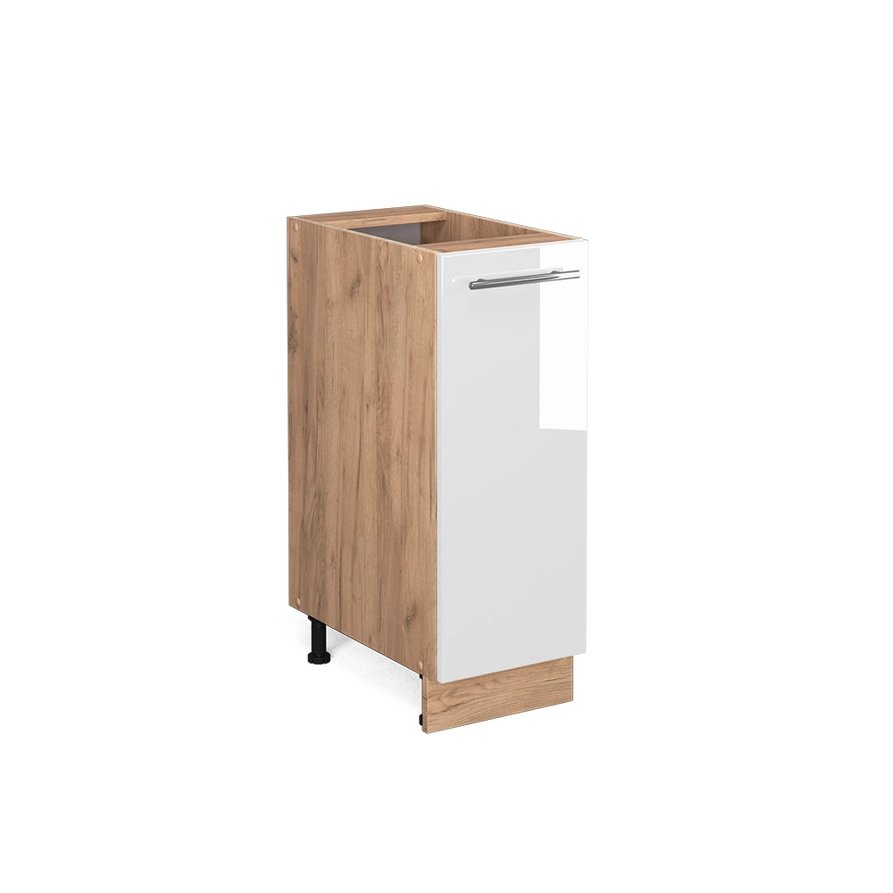 Armadio cucina dispensa alto Fame-Line Bianco lucido/Rovere dorato 30 cm senza piano di lavoro Vicco