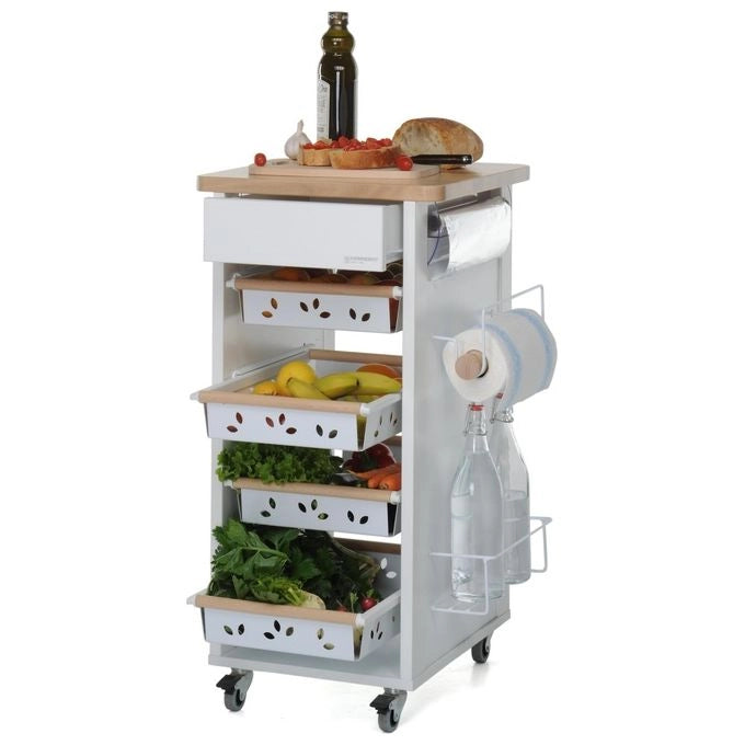 Foppapedretti 8013440195955 Bistrot Carrello da cucina in legno 5 ripiani Metallo Truciolato Legno colore Noce Legno naturale